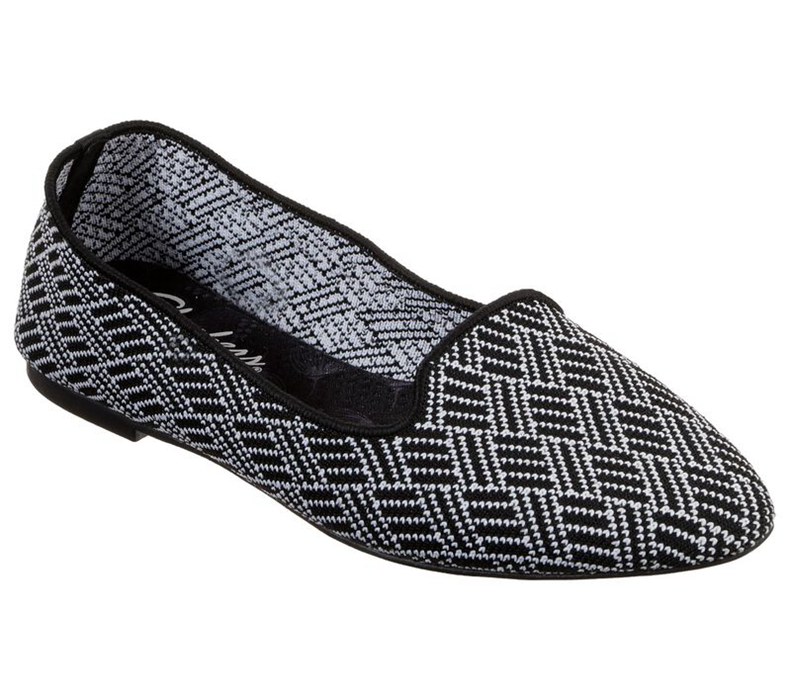 Skechers Dam Svarta/Vita Platta Skor - Cleo - Huntington - Sverige (FGYVU-0948)